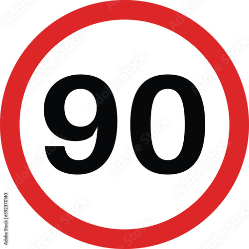90 speed limit sign icon vector isolated on white background