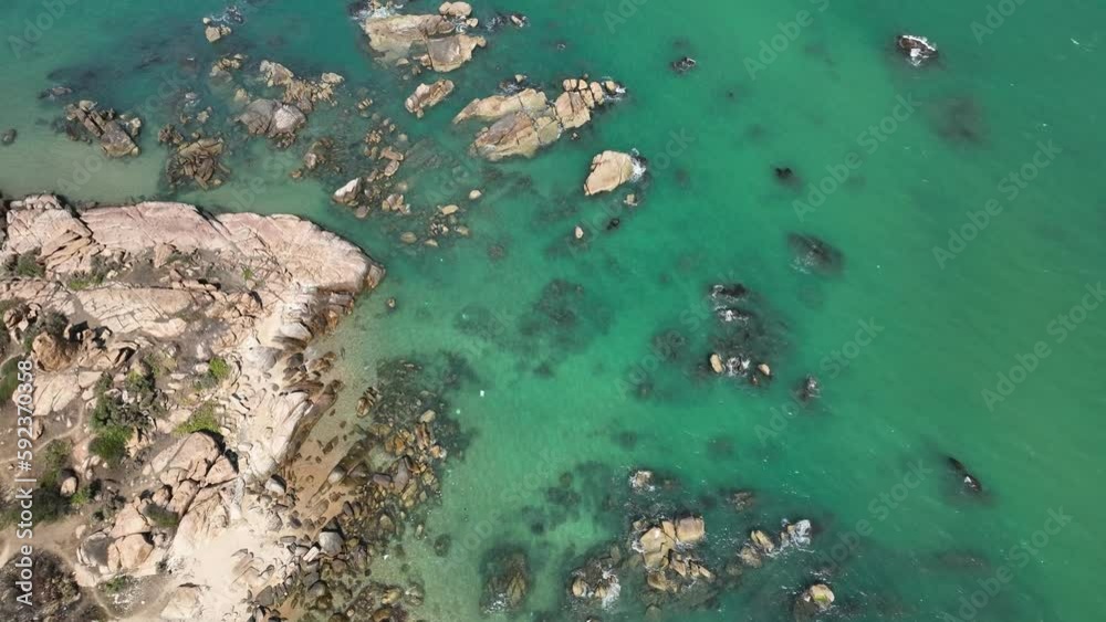 Video copter shooting of the seashore and rocks Video copter shooting of the seashore and rocks