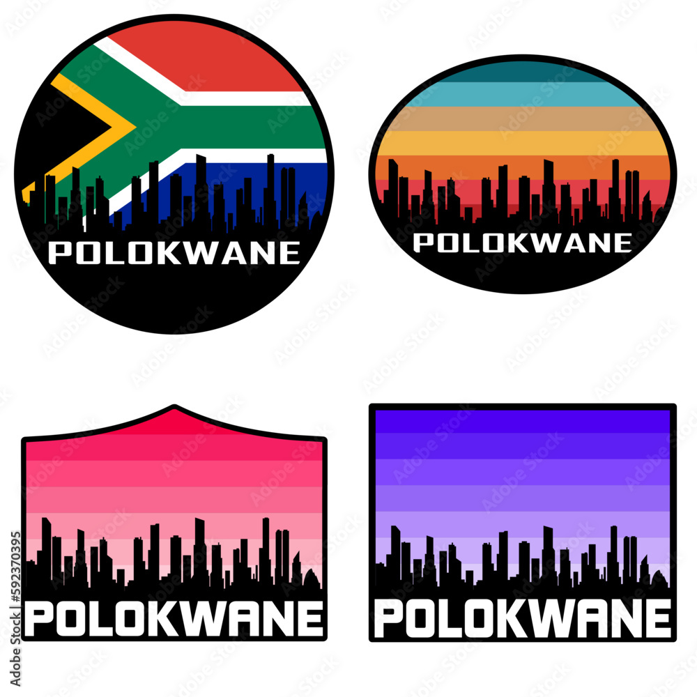 Polokwane Skyline Silhouette South Africa Flag Travel Souvenir Sticker