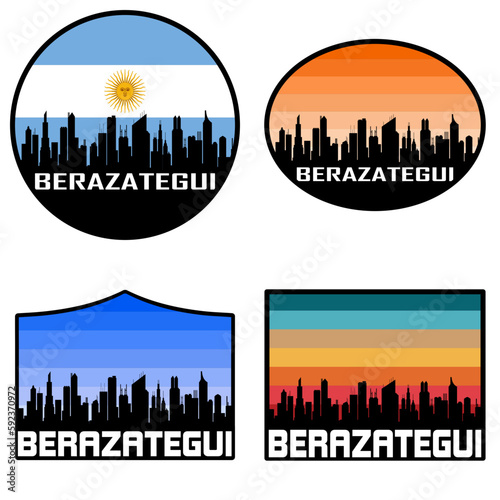 Berazategui Skyline Silhouette Argentina Flag Travel Souvenir Sticker Sunset Background Vector Illustration SVG EPS AI photo