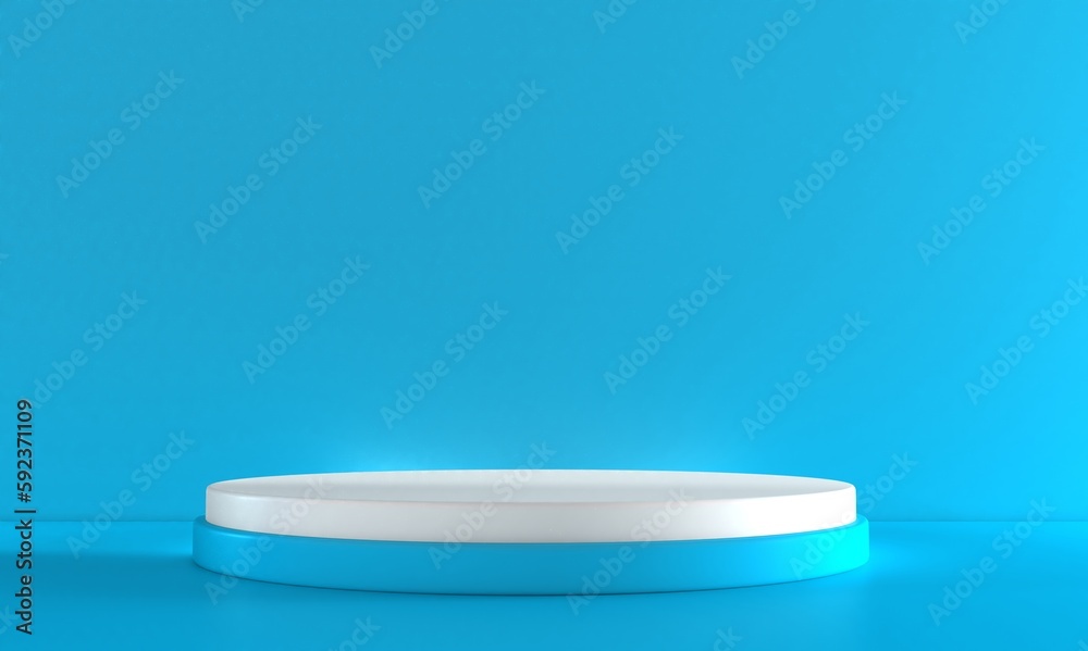 Realistic white 3D cylinder podium and blue background. Abstract minimal scene for products stage showcase, promotion display. Realistic white 3D cylinder podium and blue background. Abstract minimal scene for products stage showcase, promotion display.