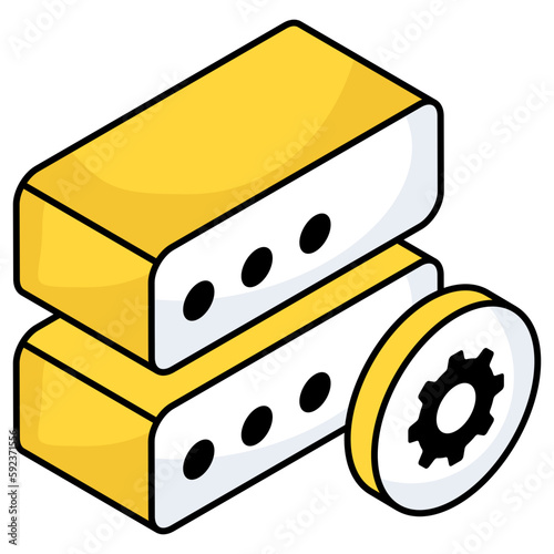 Db rack with gear, icon of server setting