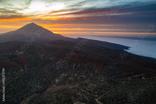  Early morning sunrise above the Teide Volcano in Tenerife in the Canary Islands