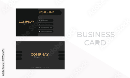 Black business card layout.