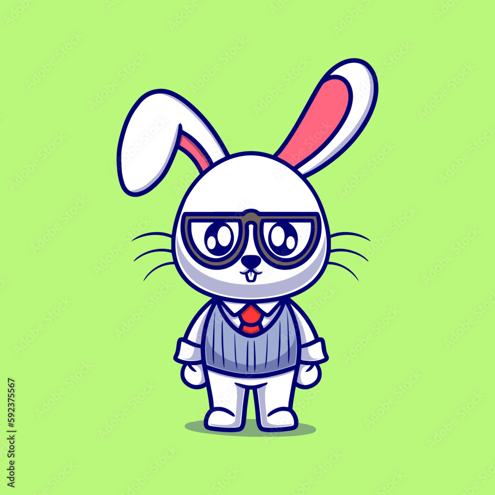 cute bunny cartoon vector icon illustration. animal nature icon concept isolated premium vector. flat design 