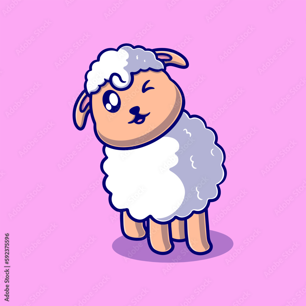 cute sheep cartoon vector icon illustration. animal nature icon concept isolated premium vector. flat design cute sheep cartoon vector icon illustration. animal nature icon concept isolated premium vector. flat design