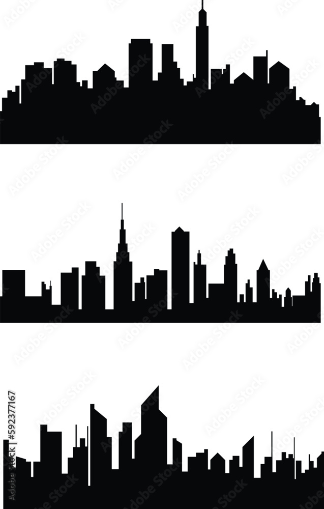 Modern city scape silhouette vector collection. Urban cityscape silhouettes vector illustration