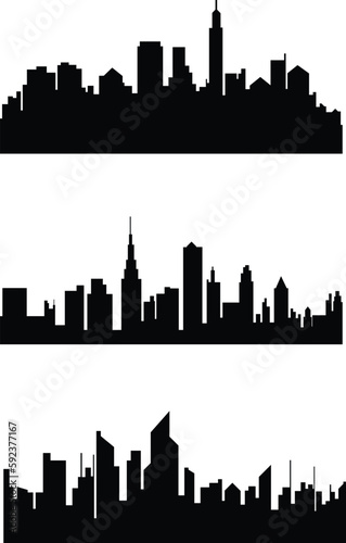 Modern city scape silhouette vector collection. Urban cityscape silhouettes vector illustration