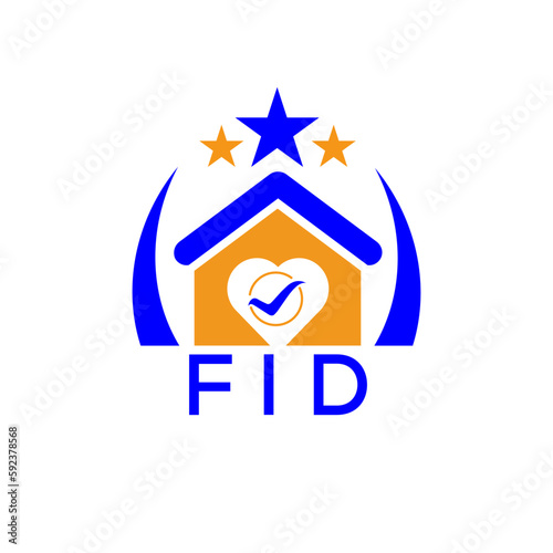 FID House logo. KJG Letter logo and icon. Blue vector image on white background. KJG house Monogram home logo picture design and best business icon. 
