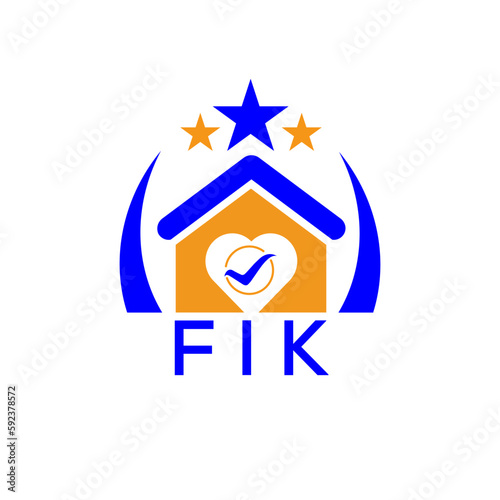 FIK House logo. KJG Letter logo and icon. Blue vector image on white background. KJG house Monogram home logo picture design and best business icon. 
 photo