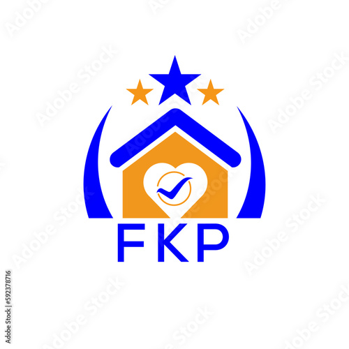 FKP House logo. KJG Letter logo and icon. Blue vector image on white background. KJG house Monogram home logo picture design and best business icon. 
 photo