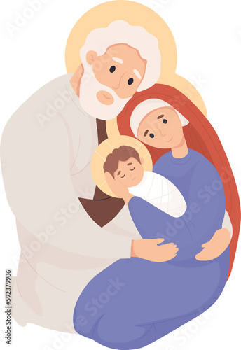 Merry Christmas. Virgin Mary and Joseph and baby Jesus Christ