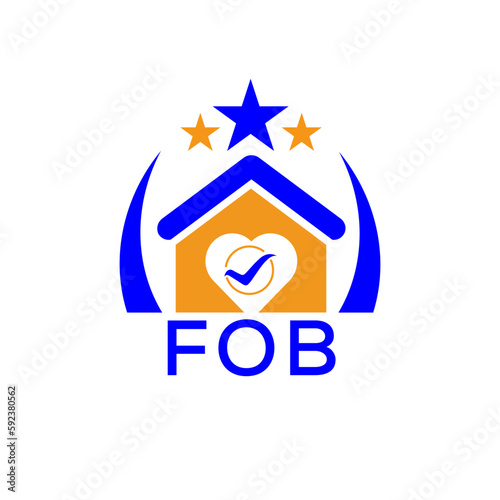 FOB House logo Letter logo and icon. Blue vector image on white background. KJG house Monogram home logo picture design and best business icon. 
