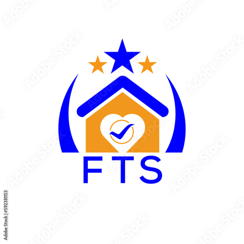 FTS House logo Letter logo and icon. Blue vector image on white background. KJG house Monogram home logo picture design and best business icon. 
 photo