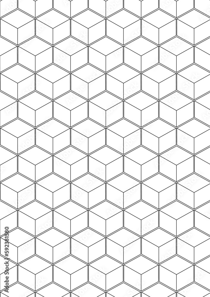 Geometric Cube 3D Pattern Fabric Textile Design Black and White Wallpaper Square Futuristic Geometric Cube 3D Pattern Fabric Textile Design Black and White Wallpaper Square Futuristic