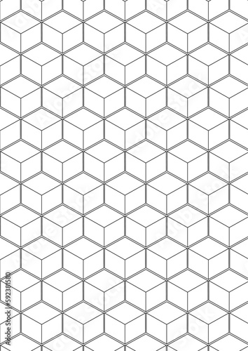 Geometric Cube 3D Pattern Fabric Textile Design Black and White Wallpaper Square Futuristic