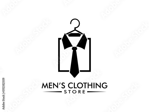 Men's clothing store logo, clothing store on transparent background. Use for clothing shop advertising, window signage, web sites. Clothing store emblem. Monochrome vector illustration