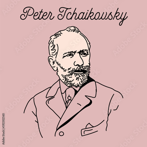 Pyotr Tchaikovsky was a Russian composer, teacher, conductor, and music critic. Vector photo