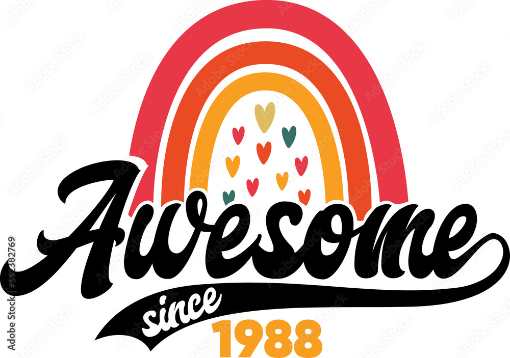 Awesome since 1988 digital file for tshirt design svg, png, ai, eps ...
