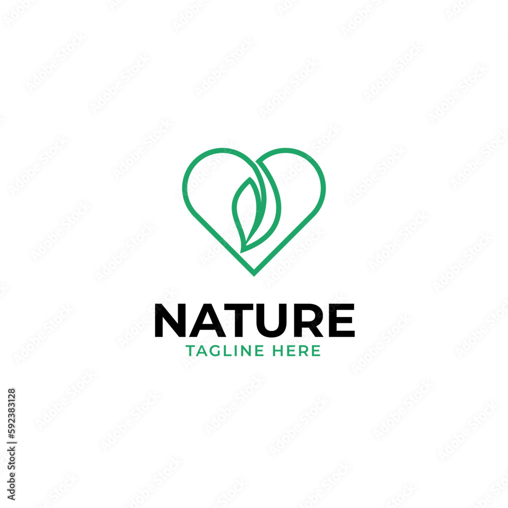 Love leaf logo design vector template illustration idea