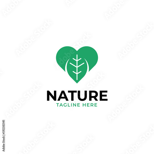 Love leaf logo design vector template illustration idea