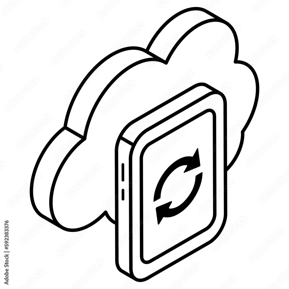 Arrows inside smartphone with cloud, icon of cloud mobile sync Arrows inside smartphone with cloud, icon of cloud mobile sync