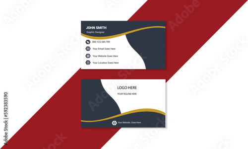 . Double-sided creative business card template. Vector creative business card template with triangles, squares, round, waves for business, technology.