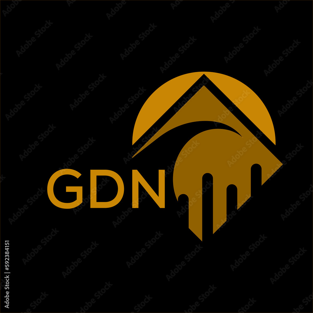GDN golden color letter logo. GDN golden image on black background ...
