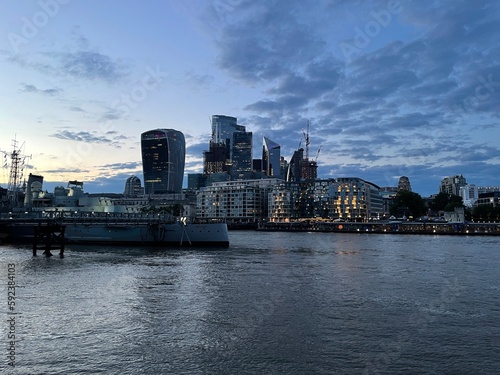 London City skyline at sunset