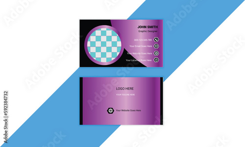 
9. Flat gradation business card inspiration. Simple and clean design with a logo and a place for a photo. Creative layout corporate identity.