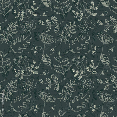 seamless pattern background autumn plants