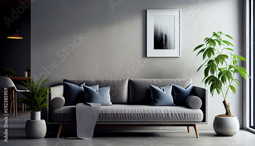 Modern interior background stylish light living room. AI generated