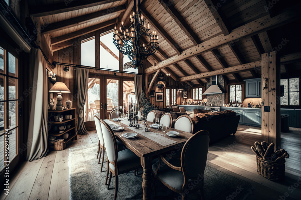 Fototapeta premium Interior of a luxurious chalet