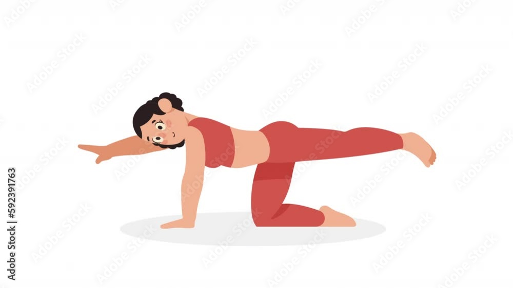 girl practicing yoga position animation