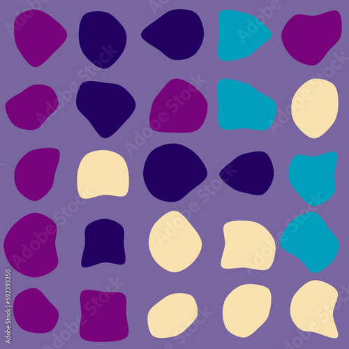 Set of 25 colorfull vector abstract art blob shapes with 8 points. Known as blotch shapes, liquid organic elements, pebble drops blob silhouettes and splashes. Use as pattern background.