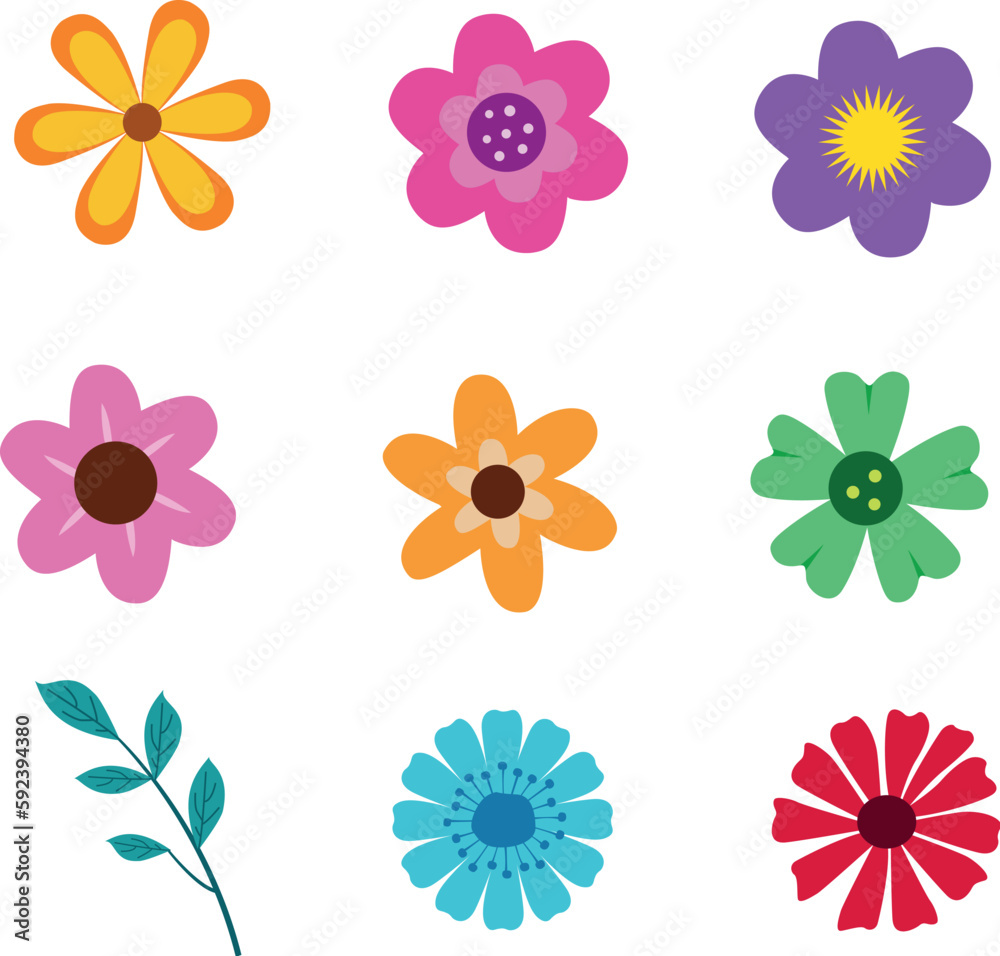 Set of colorful flowers Set of colorful flowers
