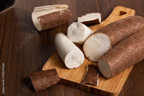 Fresh Organic Cassava Root - Manioc Esculenta; On White Background