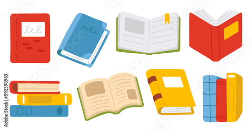 Vector illustration set of cute doodle books for digital stamp,greeting card,sticker,icon,design