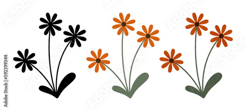 Colorful floral collection. Set flowers flat design.