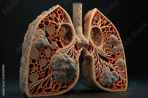 Human lung model, Lung cancer and lung diseases, Generative AI, respiratory system, asthma, COPD, emphysema