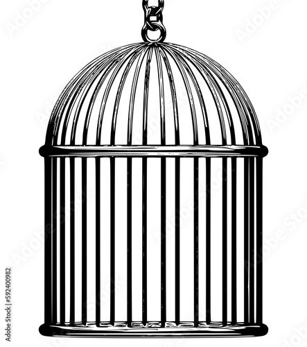 Fotografija bird cage silhouette vintage type silhouette logo icon