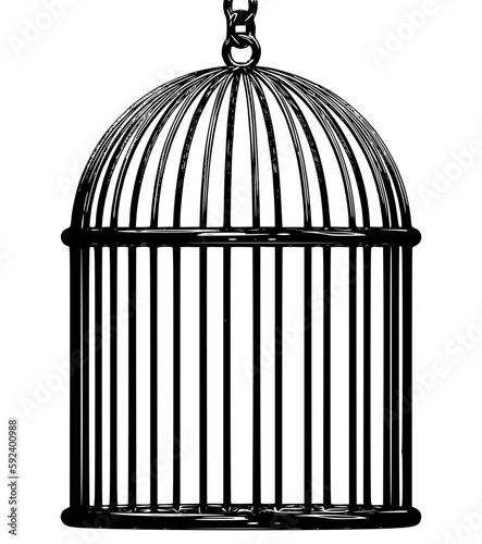 bird cage silhouette vintage type silhouette logo icon