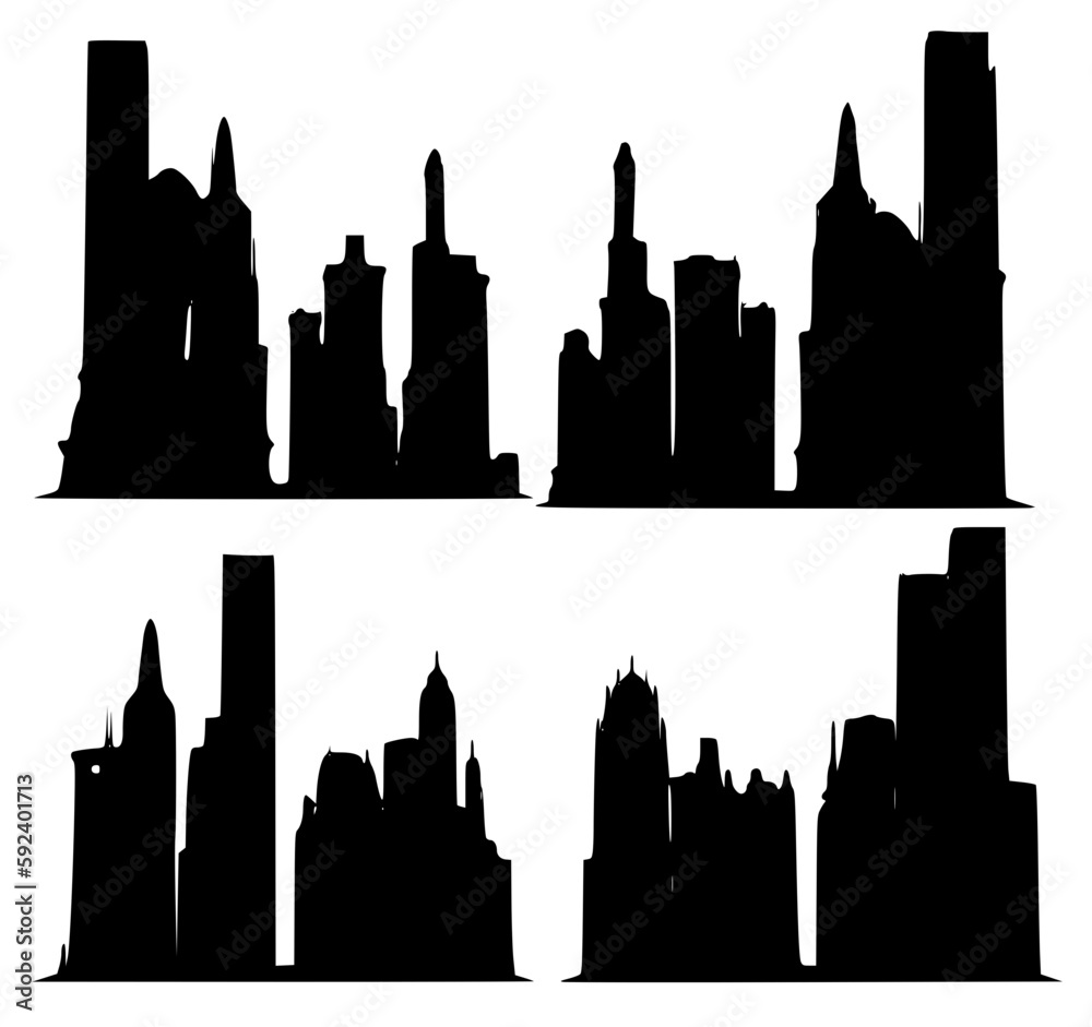city skyline silhouette vintage type silhouette logo icon