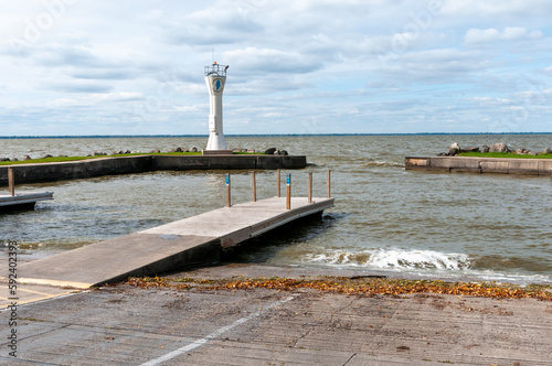 Fishermans Road Lighthouse And Boat Launch On lake Winnebago Near Pipe, Wisconsin photo