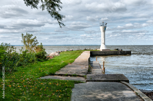 Fishermans Road Lighthouse And Boat Launch On lake Winnebago Near Pipe, Wisconsin photo