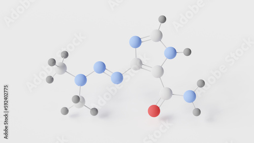 dacarbazine molecule 3d, molecular structure, ball and stick model, structural chemical formula imidazole carboxamide photo