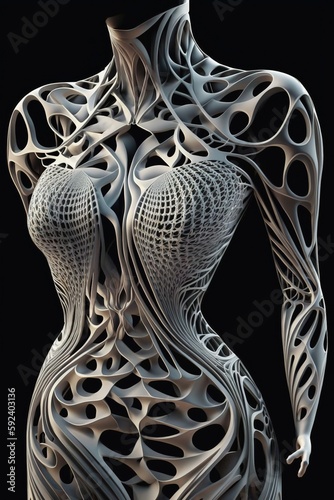 Parametric pattern for a full human body shape and curves. Generative AI.
