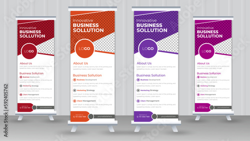 Professional Business Roll Up banner set, vector creative design, Modern Corporate x banner or sale banner template billboard of trendy flag banner or pull up banner, Standee template