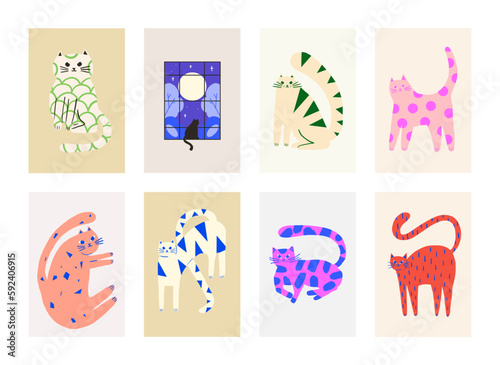 Poster gallery abstract colorful hand drawn. Wall art for bedroom, Living room and office decor. Hand drawn vector design elements.