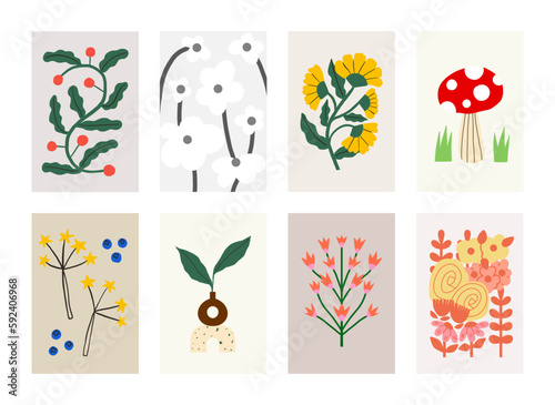 Poster gallery abstract colorful hand drawn. Wall art for bedroom, Living room and office decor. Hand drawn vector design elements.